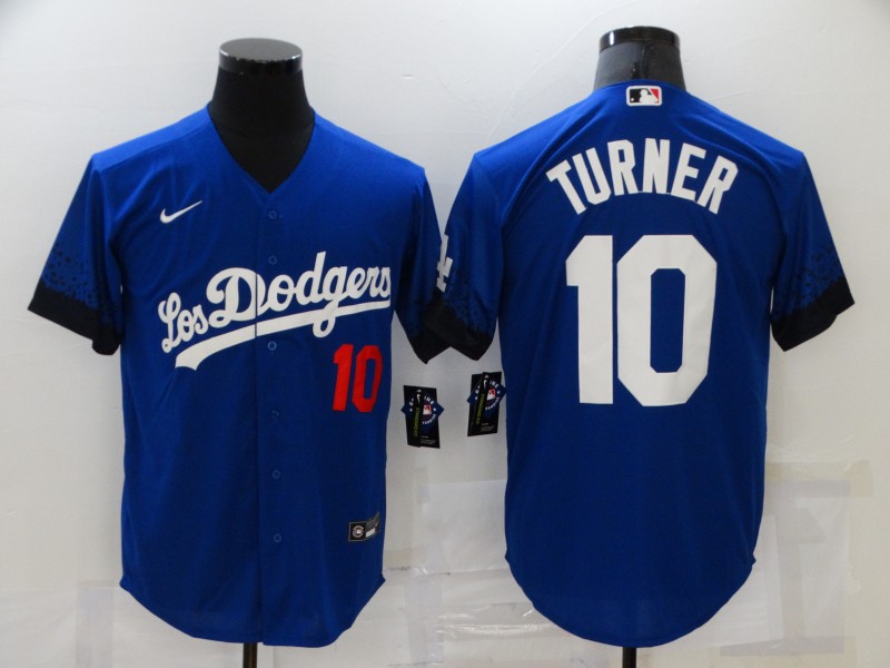 Men's Los Angeles Dodgers Justin Turner #10 Blue Stitched Jersey